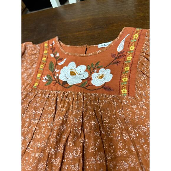 Cottage Peasant Prairie Embroidery Top Women Large Boho Festival Western Cowgirl - Picture 7 of 11